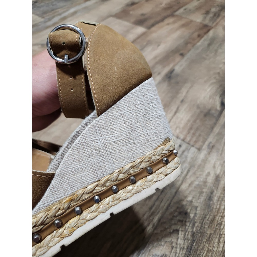 Dolce Vita Women Tan Brown Espadrille Wedge Sandals Studded Ankle Strap Sz 10 M - Picture 9 of 16